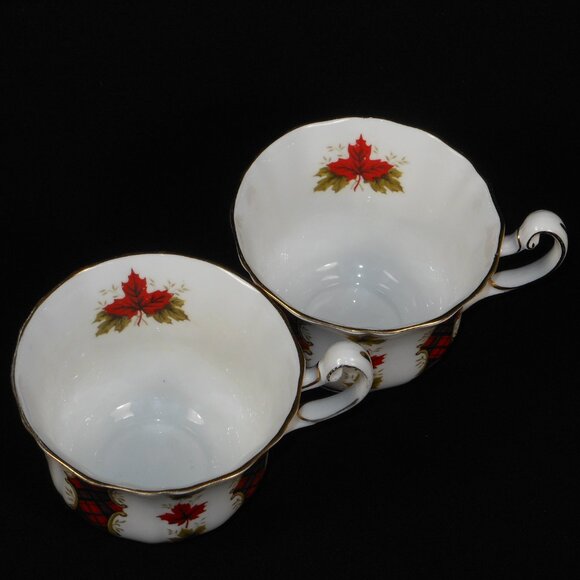 2 sets of beautiful tea cups & saucers. Royal Adderley Maple Leaf Tartan - Picture 6 of 7